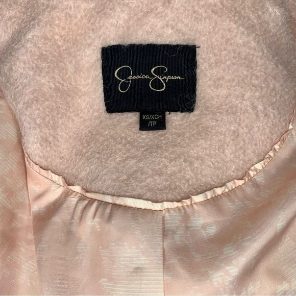 Jessica Simpson Zip Front Wool Coat Boucle Jacket Blush Pink Women’s Extra Small - Picture 3 of 11